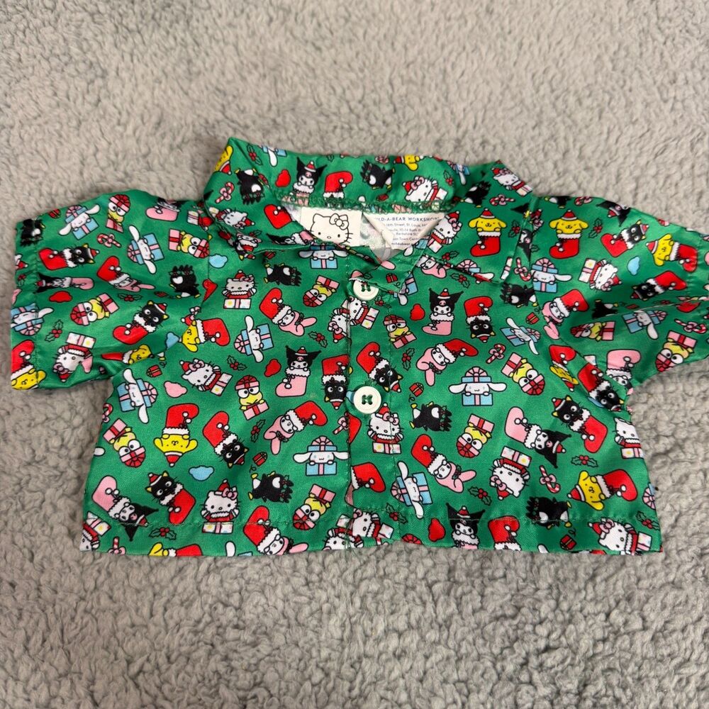 BUILD A BEAR Sanrio Hello Kitty & Friends Shirt Green Holiday Christmas